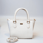Bolsa Tote Croco Off White Couro