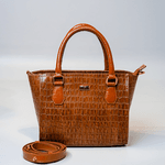 Bolsa Tote Croco Caramelo Couro