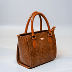 Bolsa Tote Croco Caramelo Couro