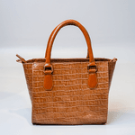 Bolsa Tote Croco Caramelo Couro