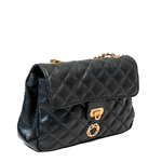 Bolsa Tiracolo Preta Couro Matelassê Média Tati