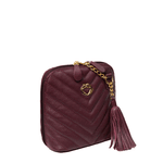 Bolsa Tiracolo Vinho Matelassê Couro Pequena