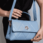 Bolsa Tote Azul Candy Couro Alça Transversal Removível Média