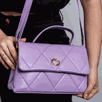 Bolsa Tote Lilás Candy Couro Alça Transversal Removível Média