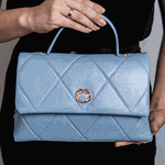 Bolsa Tote Azul Candy Couro Alça Transversal Removível Média