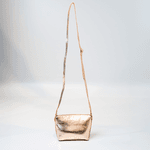 Bolsa Tiracolo Dourada Em Couro Pequena