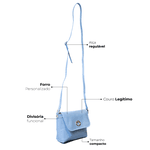 Bolsa Tiracolo Azul Hortênsia Em Couro Pequena Alice