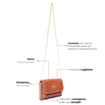 Bolsa Jana Night Marrom Conhaque Couro Pequena