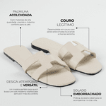 Sandália Rasteira Off White Hellen Couro