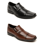 Combo Sândalo 2 Pares Plaza Metal Preto/Tabaco