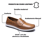 Mocassim Masculino Clássico Em Couro Látego Bambu M18