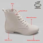 Bota Feminina Veneza01 Confortável E Leve Com Zíper Cano Baixo Off White 2643