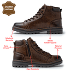 Bota Coturno Casual Masculino Couro Legítimo Laroche Vacanza Zíper Cadarço Chocolate 339