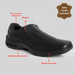 Kit Sapato Social Couro Legítimo 451 Confortável + Relógio Preto + Cinto + Carteira 3018