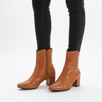 Botas Femininas Montaria Caramelo Lirom Cano Médio Salto Bico Fino