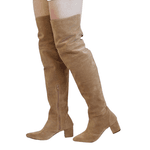 Bota Over The Knee Lirom Cano Longo Camurça Bege