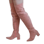 Bota Over The Knee Lirom Cano Longo Camurça Rose