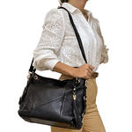 Bolsas Femininas Grande De Couro Legitimo Lirom Alça de Ombro Preta