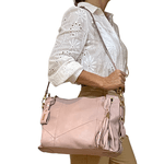 Bolsas Femininas Grande De Couro Legitimo Lirom Alça de Ombro Rosê