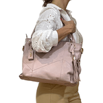 Bolsas Femininas Grande De Couro Legitimo Lirom Alça de Ombro Rosê