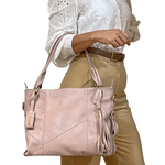 Bolsas Femininas Grande De Couro Legitimo Lirom Alça de Ombro Rosê