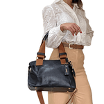 Bolsas Femininas De Couro Legitimo Lirom Macio Alta Qualidade Preta C/ Caramelo