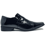 Sapato Social Jota Pe Couro Verniz Conforto Air Bag Metal Preto