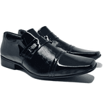 Sapato Social Jota Pe Couro Verniz Conforto Air Bag Metal Preto
