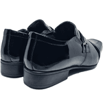 Sapato Social Jota Pe Couro Verniz Conforto Air Bag Metal Preto