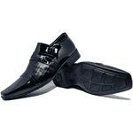 Sapato Social Jota Pe Couro Verniz Conforto Air Bag Metal Preto