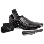 Sapato Social Rafarillo Em Couro Preto Original Kit 4x1 Preto