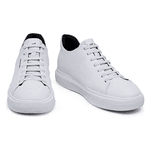 Tênis Masculino Rafarillo Alth Em Couro Aumenta Altura 7cm Branco
