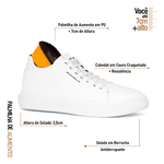 Tênis Masculino Rafarillo Alth Em Couro Aumenta Altura 7cm Branco