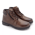 Bota Masculina Coturno Preto Marrom Modelo Com Zíper Laroche Chocolate