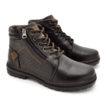 Bota Coturno Masculina Cano Médio Couro Preto Marrom Laroche Café
