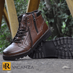 Bota Masculina Couro Legitimo Marrom Coturno Vacanza Laroche Marrom