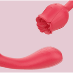 Vibrador de Ponto G e Estimulador com Língua - Formato de Rosa - PRO 2 vermelho