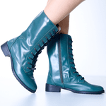 Bota Coturno Clássico Couro Verde 