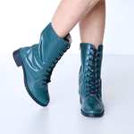 Bota Coturno Clássico Couro Verde 