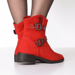 Bota Feminina Nobuck Vermelho