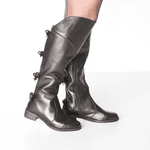 Bota Over The Knee Couro Preto Laços