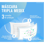 MASCARA 3CAMADAS MEDIX BRANCA - Cx 50 UNID
