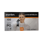 LUVA NITRILICA PRETA SEM PO INOVEN (M) - Cx 100 UNIDADES