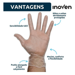LUVA VINIL C/PO INOVEN (P) - CX 100 UNIDADES