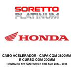 Cabo Acelerador Alongado Capa Com 3800mm e Curso Com 200mm- Honda Cg 125 Fan Es/ks e Esd Ano 2014 - 2016