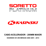 Cabo Acelerador Alongado 200mm Maior - Kasinski Gv 250 Mirage Ano 2001 - 2013