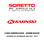 Cabo Embreagem Alongado 200mm Maior - Kasinski Gv 250 Mirage Ano 2001 - 2013