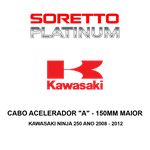 Cabo Acelerador "A" Alongado 150mm Maior – Kawasaki Ninja 250 Ano 2008 - 2012