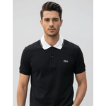 Gola Polo Lacoste Diferenciada Importada - Preta com Gola Branca 