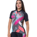 CAMISA MC ELITE FEM PTO/AZUL/ROSA